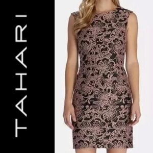 Tahari Embroidered Floral Print Dress